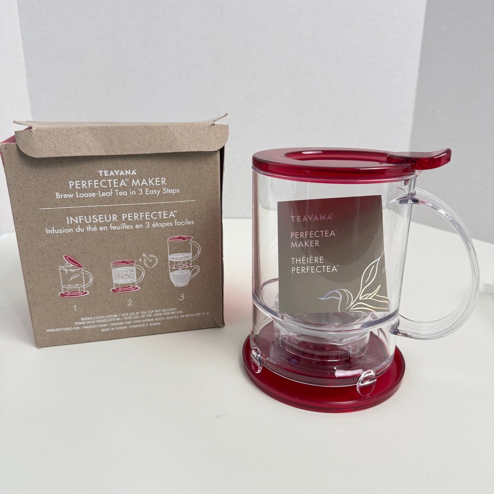 Teavana Perfectea Loose Leaf Tea Infuser 16oz Dark Red - New Open Box - Picture 2 of 6